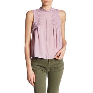 Rebecca Minkoff Anne Crochet Lace Trim Blouse